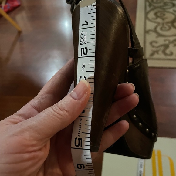 Daniblack Open Peep Toe Clog size 9.5 Brown ESPRESSO WAXY NAPPA shoe sling back - Picture 13 of 16